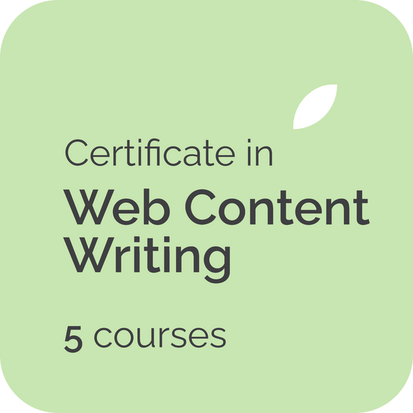 The Contented Certificate in Web Content Writing comprises 5 online courses for new content writers in the UK, the US, Au, Ca & NZ